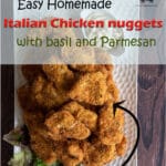 This homemade chicken nuggets Parmesan is made using Italian breadcrumbs mixed with garlic, basil, and Parmesan. They are deep-fried chicken nuggets, with a crispy crust full of flavor. Easy to freeze and ready to make.