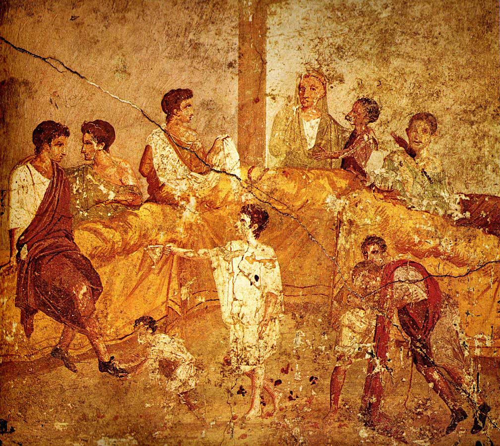 painting showing a roman banquet