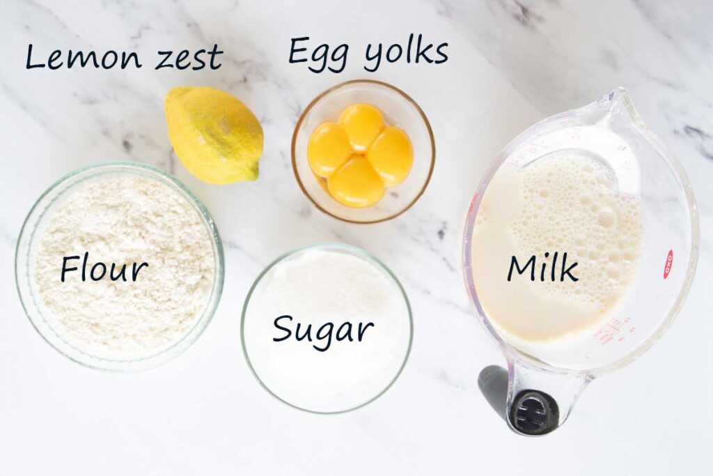 ingredients to make a thick custard