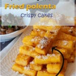 Fried polenta is a traditional side dish popular in Northern Italy made with leftover polenta. Crispy outside and creamy inside, it is an easy gluten-free replacement for the pasta to serve with rich meat or vegetable stew or ragu. Traditionally, it is often served with cheese and mushrooms.