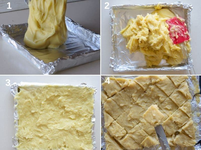 how to shape the custard into squares