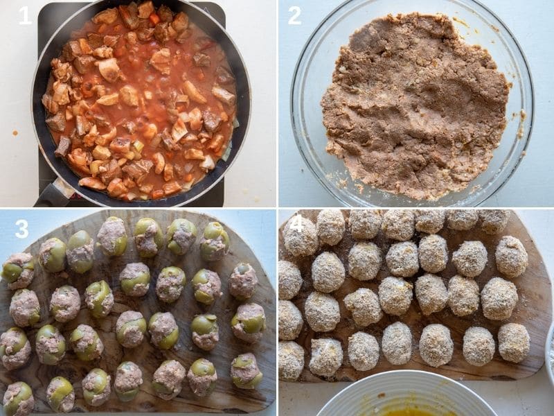 steps for making the fried stuffed olives