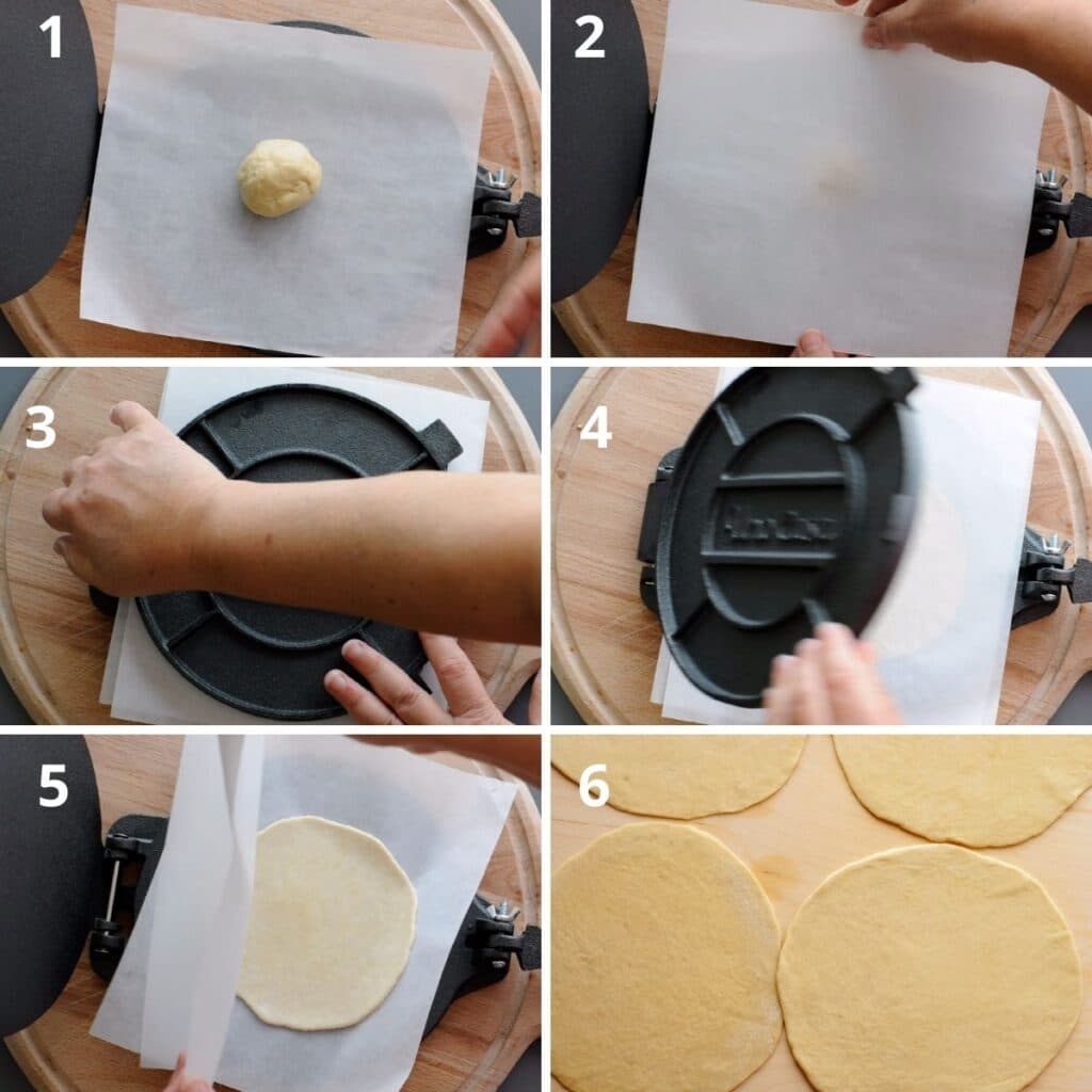 shaping piadina with a dough press