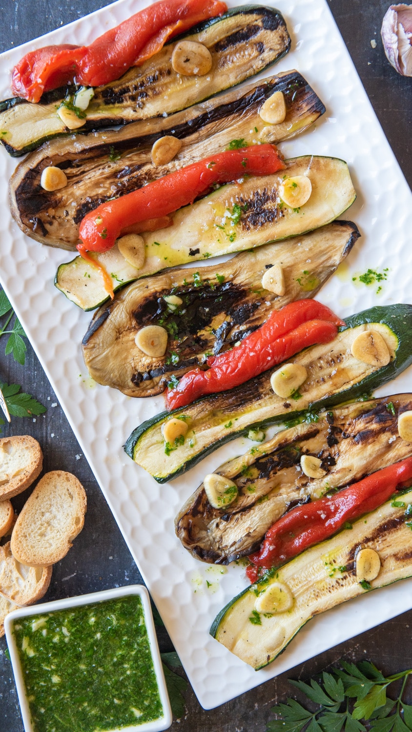 grilled peppers, zucchini and eggplants