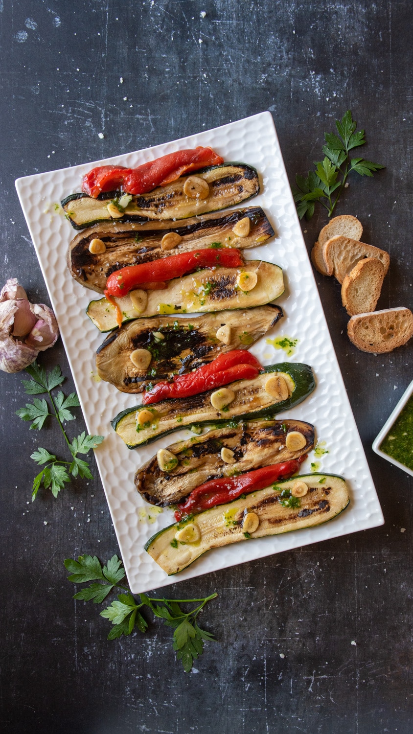 Grilled Zucchini Eggplants And Peppers Salad