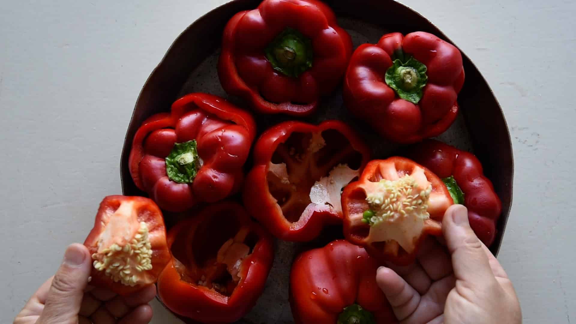 cut the top of the peppers