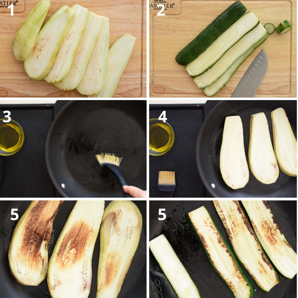 slicing and grilling the eggplants and the zucchini