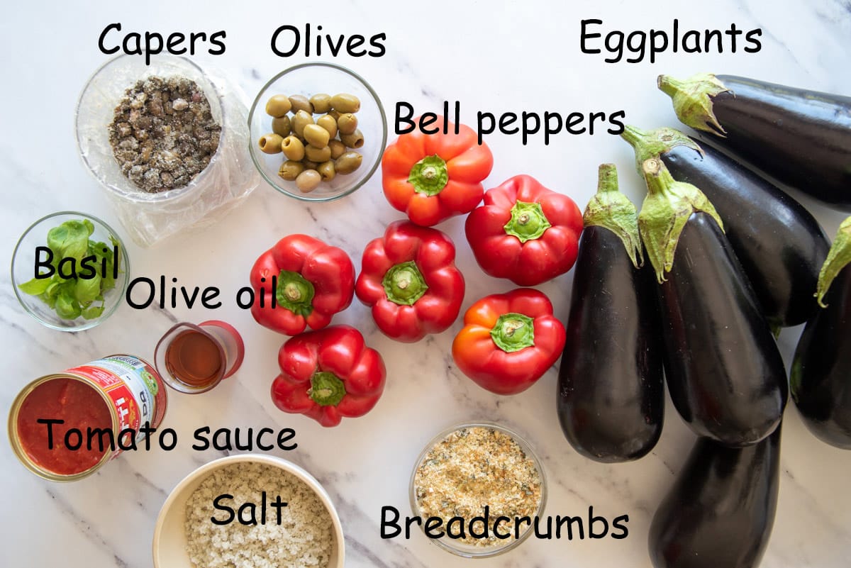 ingredients for vegetarian stuffed bell pepper