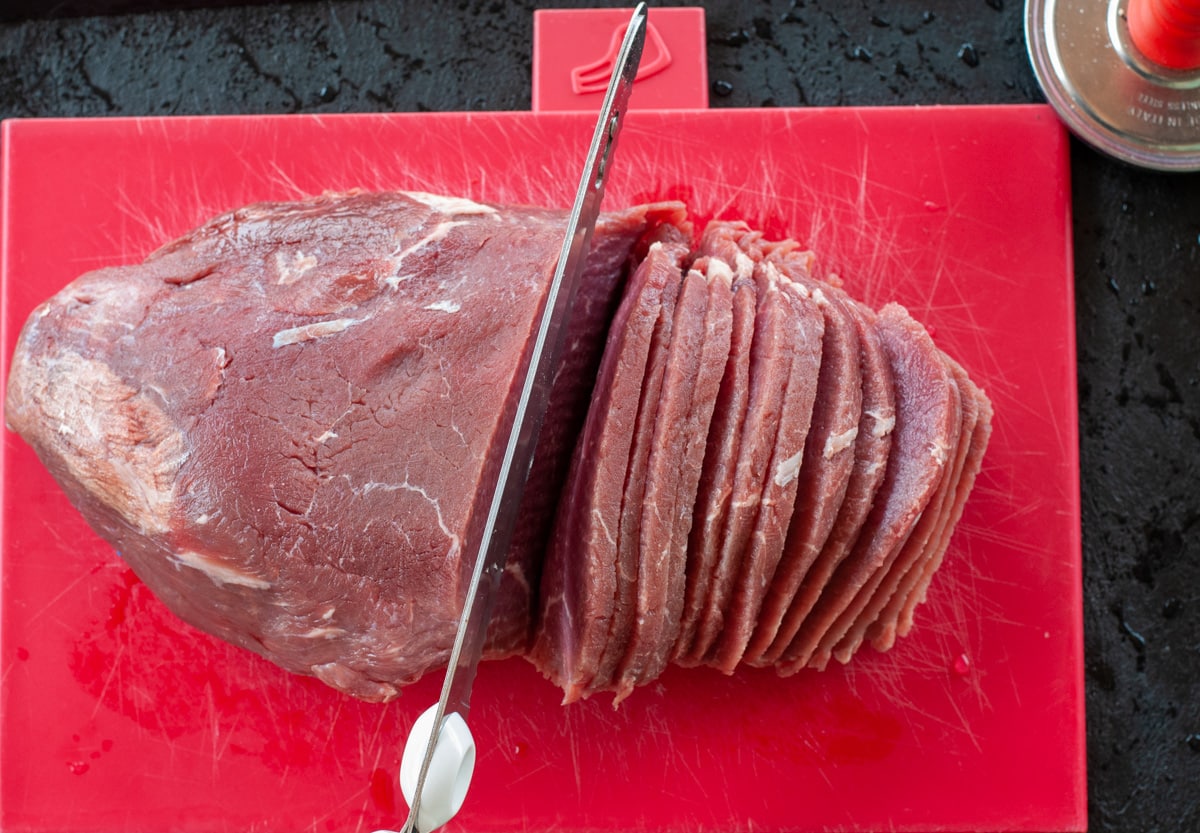 beef sliced with an electric knife