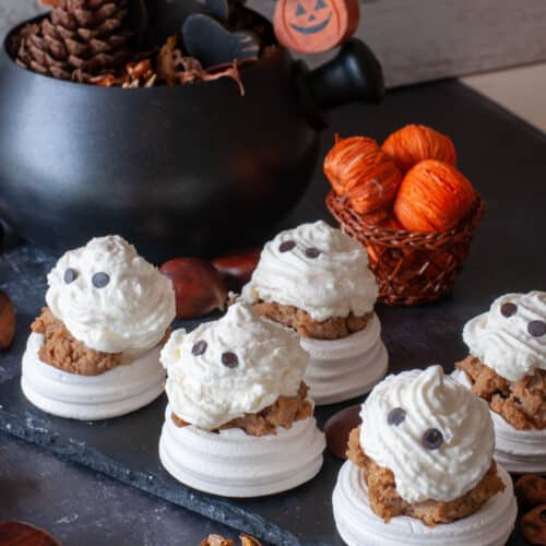 Mont Blanc dessert transformed into Halloween ghosts