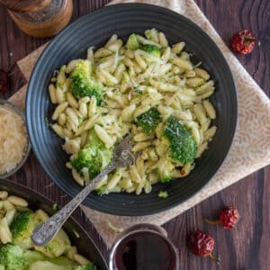 Cavatelli and broccoli on a plate