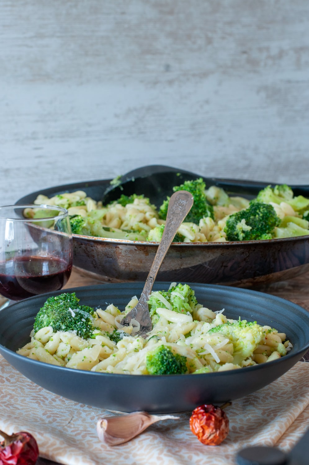 Cavatelli and broccoli served on a dish 