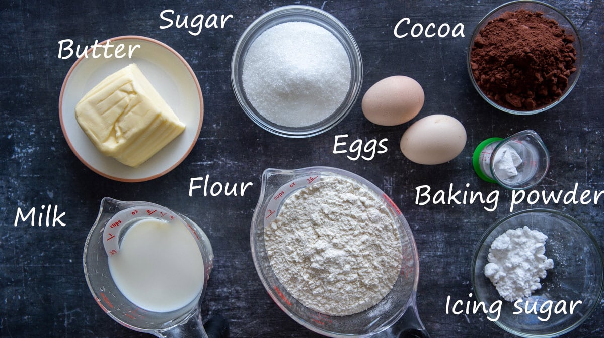 Marble Bundt Cake ingredients with names