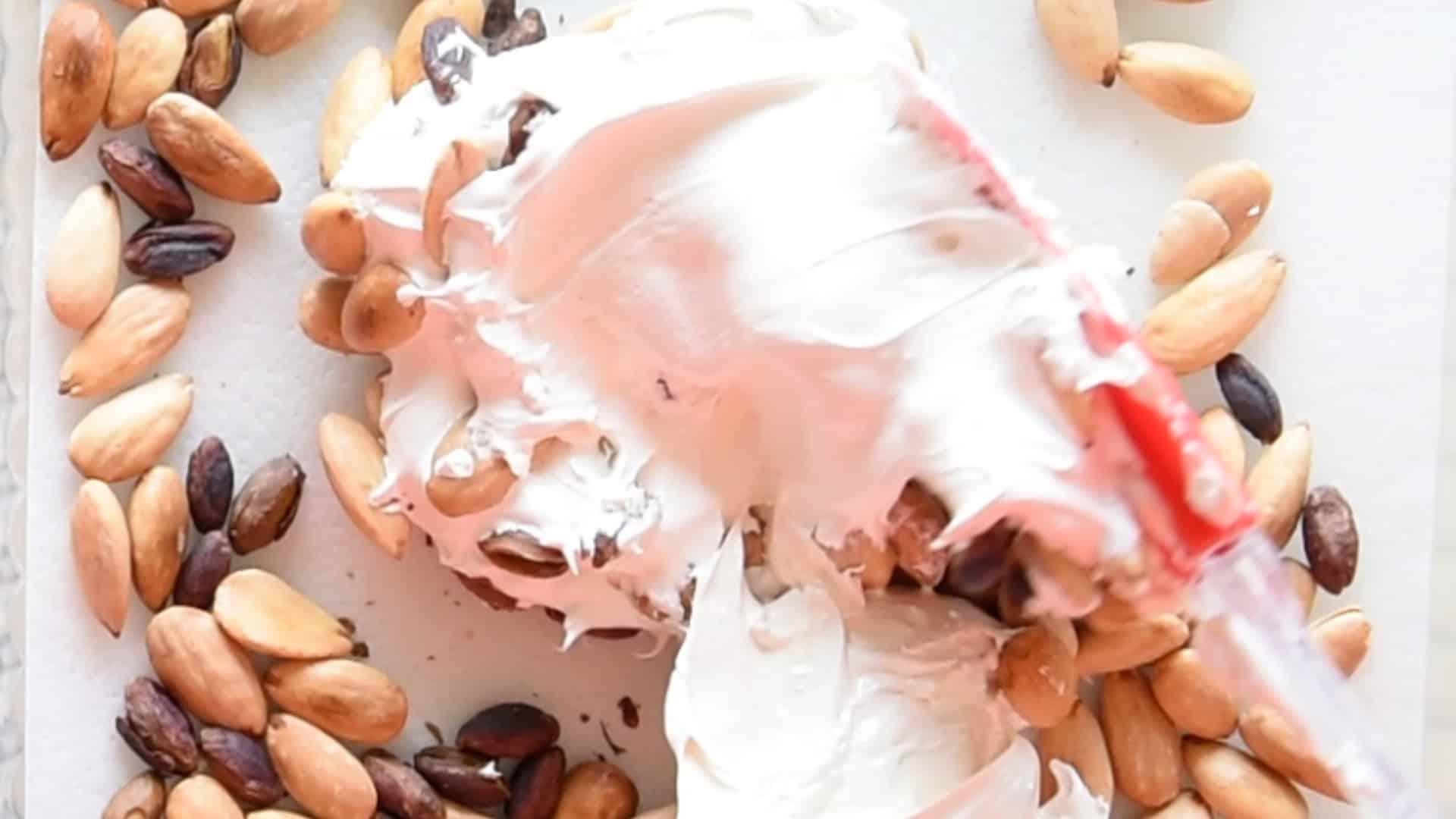 mix the Italian meringue with the nuts