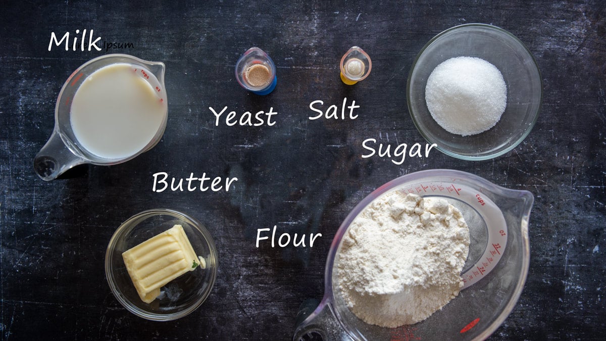 ingredients to make English muffin dough