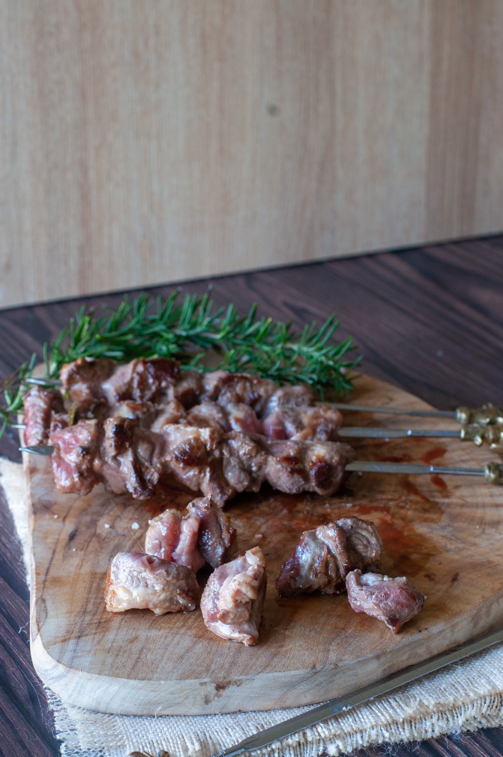 lamb arrosticini on a cutting board