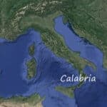 Calabria on a map in Italy