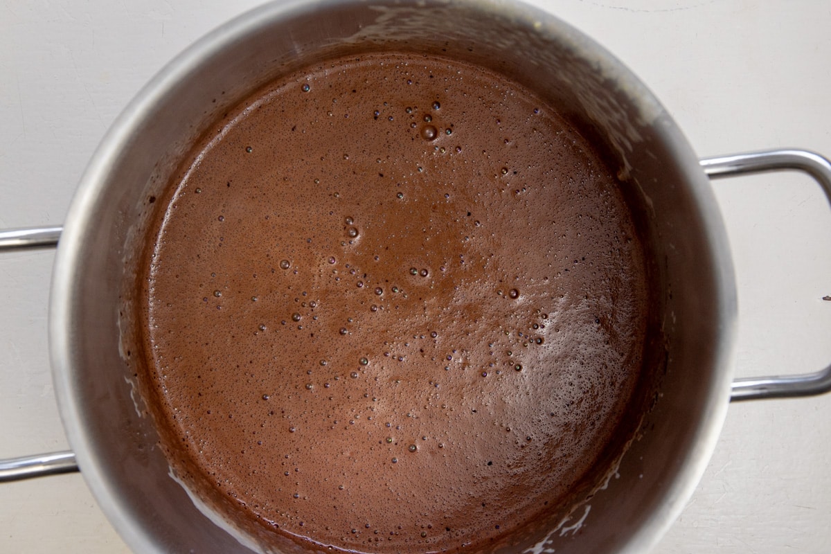 Let the chocolate custard cool down