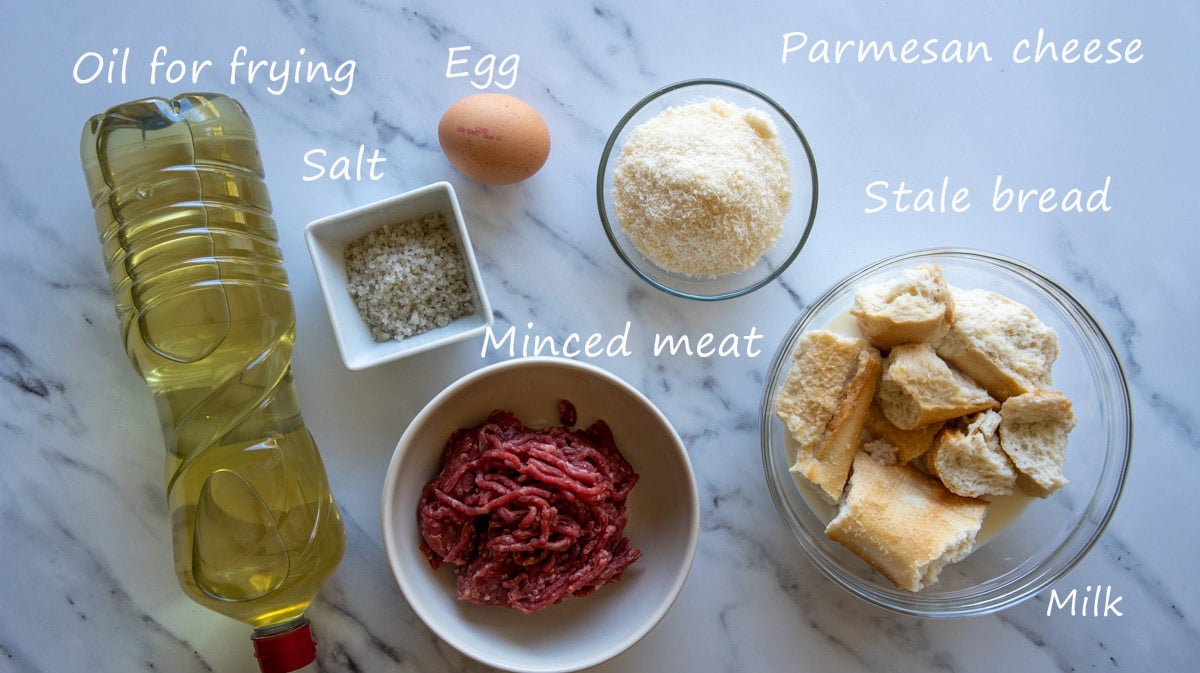 ingredients for the little meatballs with names