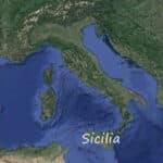 Sicily on map of Italy