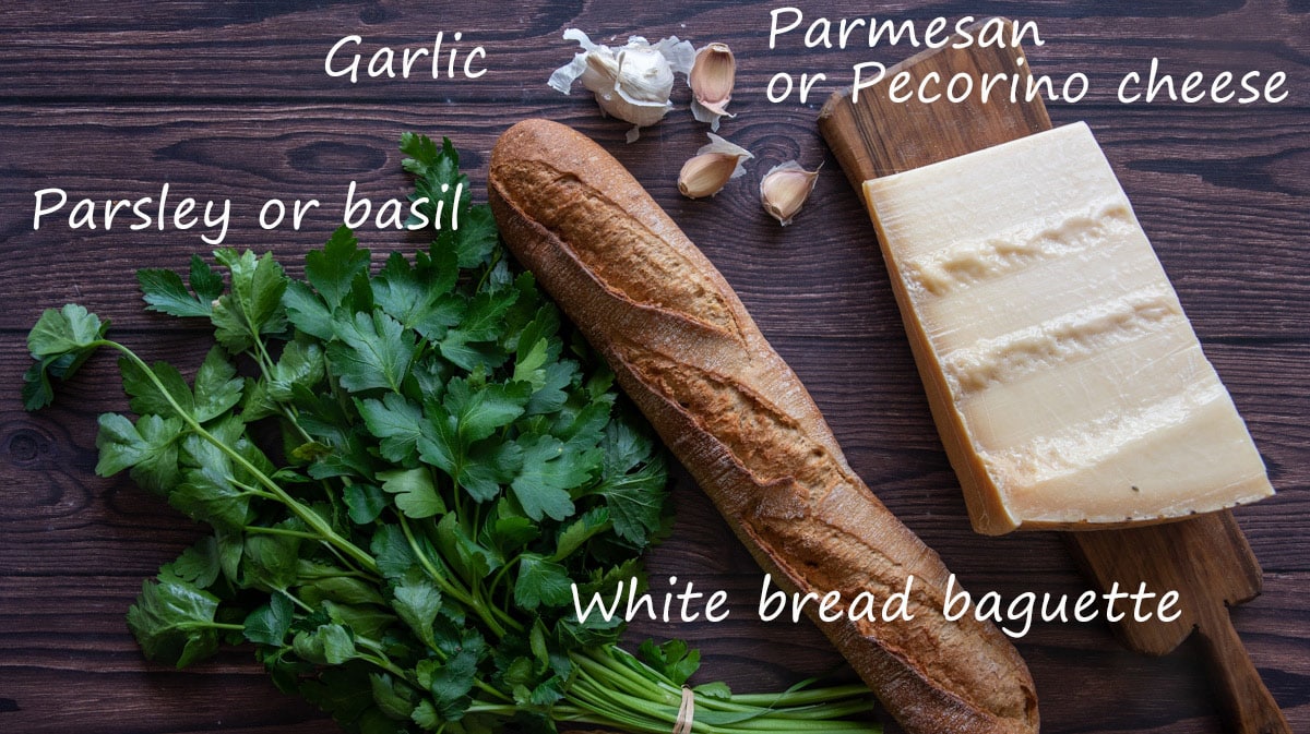 ingredients for Italian breadcrumbs with names