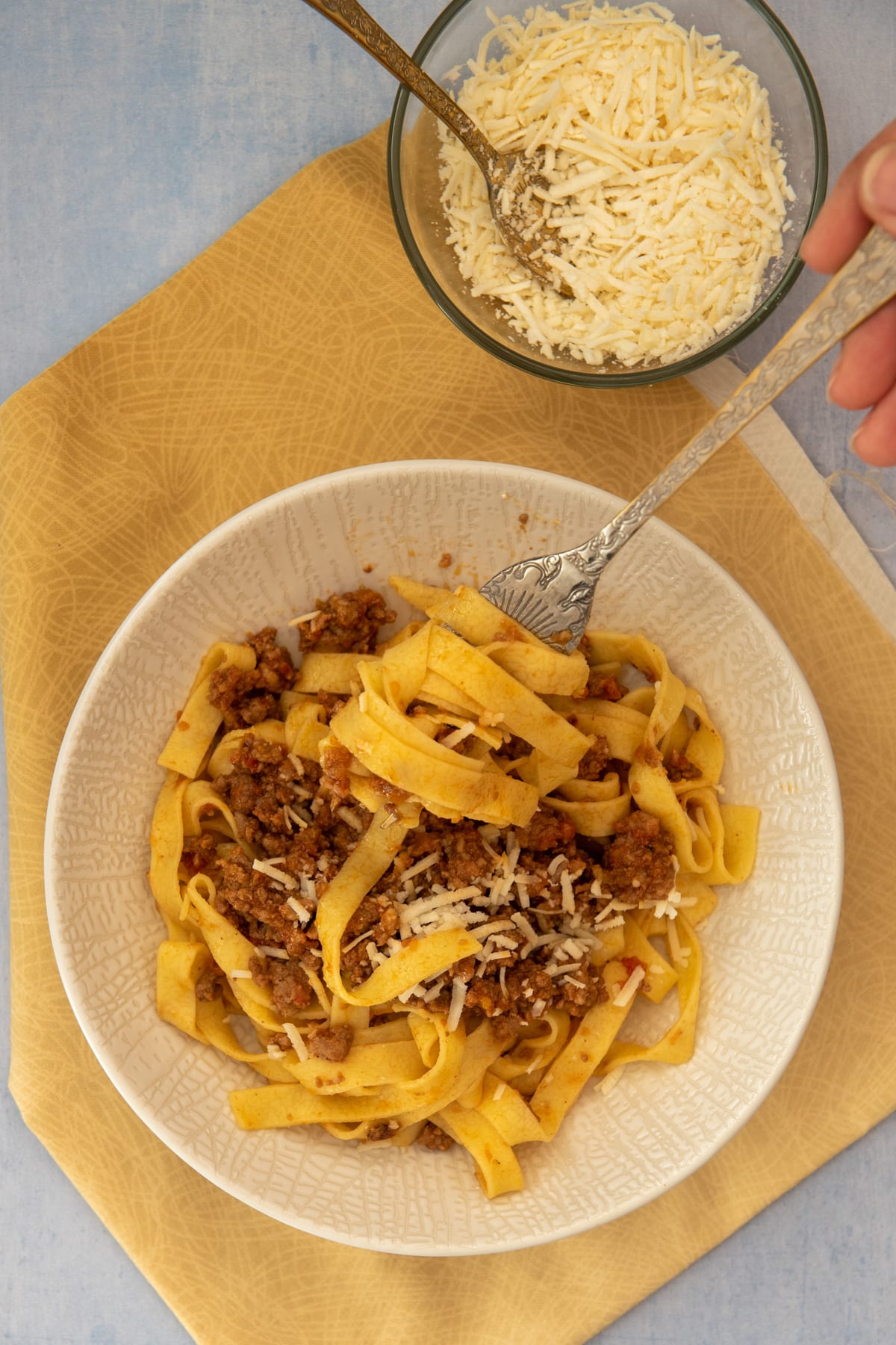 Authentic Italian Bolognese sauce served with fresh tagliatelle