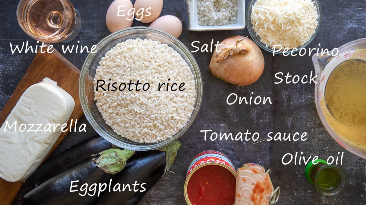 ingredients for the rice eggplant timbale