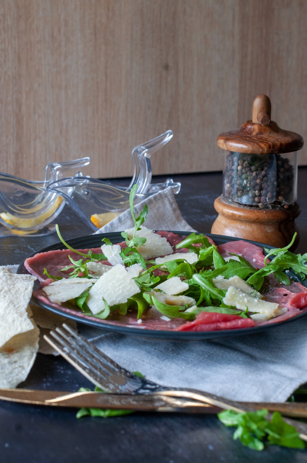 beef carpaccio served on a dish