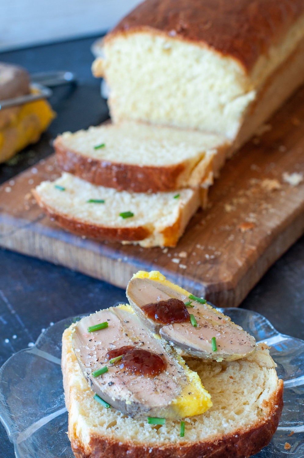 brioche served with foie gras