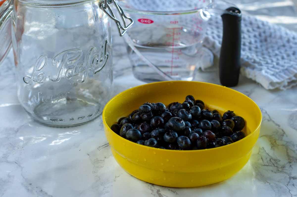 fresh blueberries and alcohol
