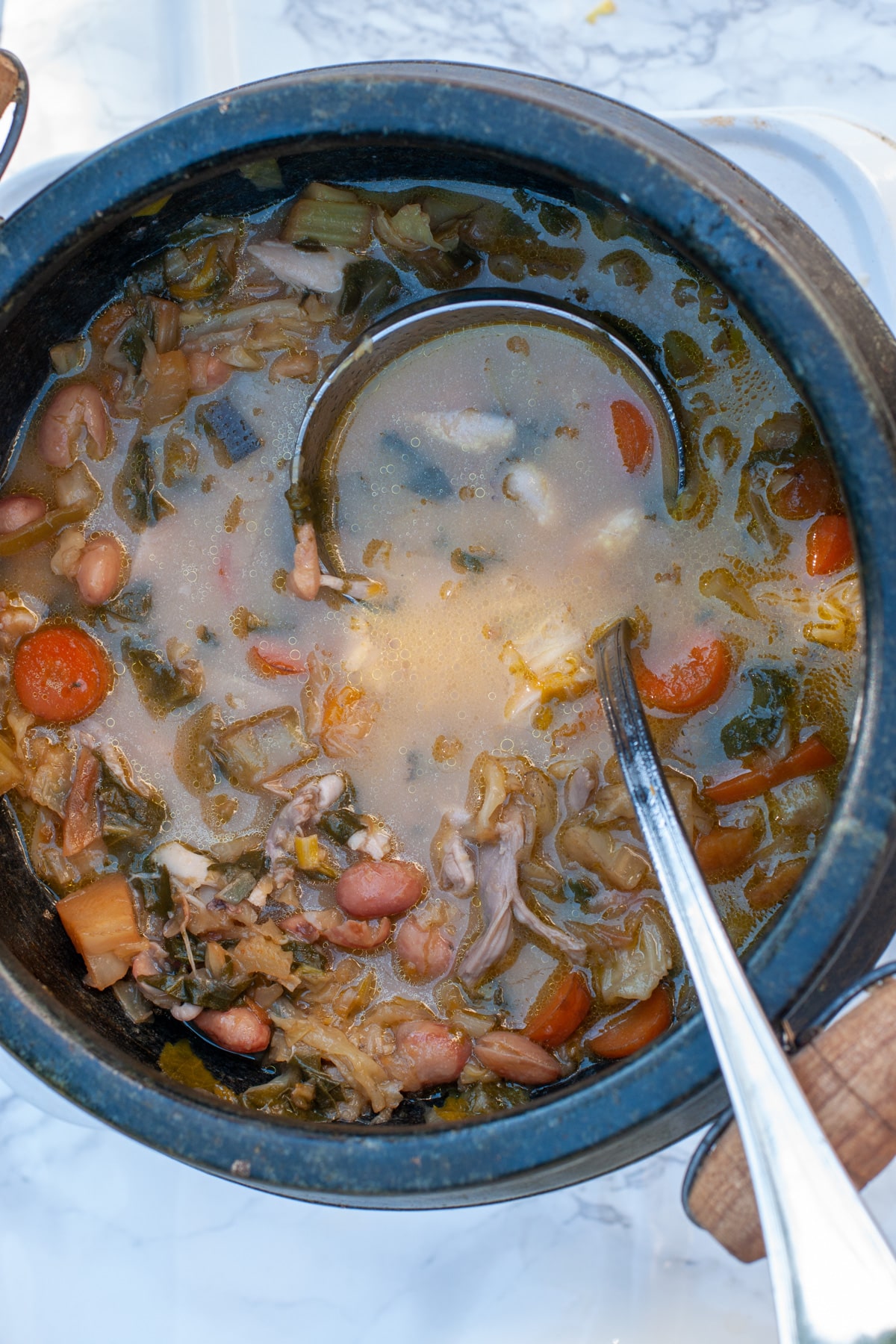 chicken minestrone soup in a pot