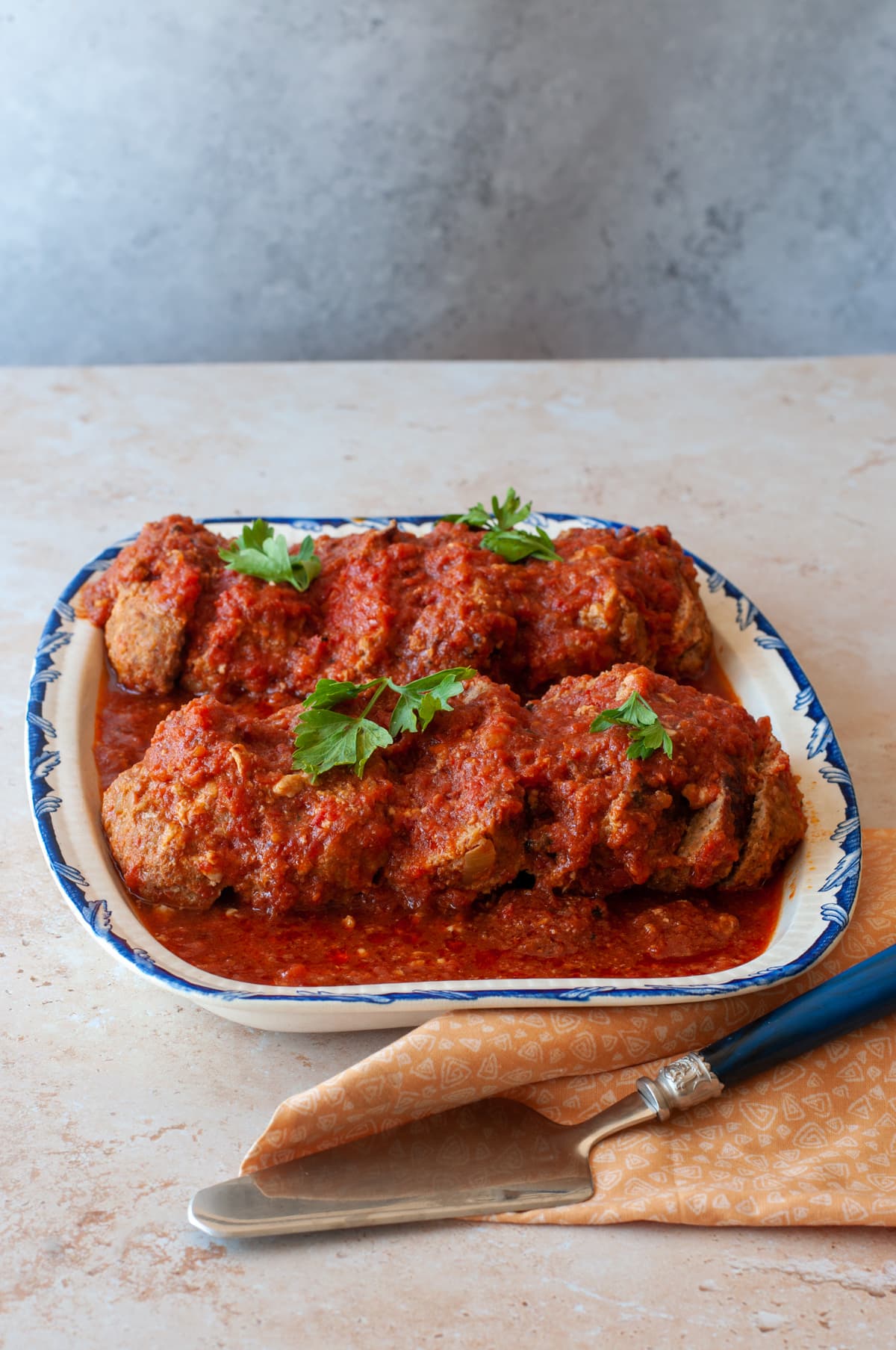 meatloaf served with the tomato sauce