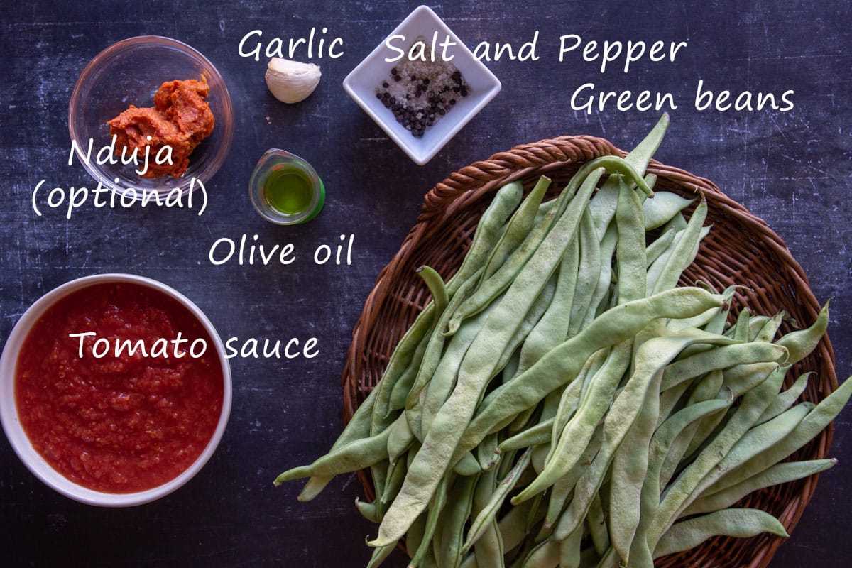 ingredients for Italian green beans recipe