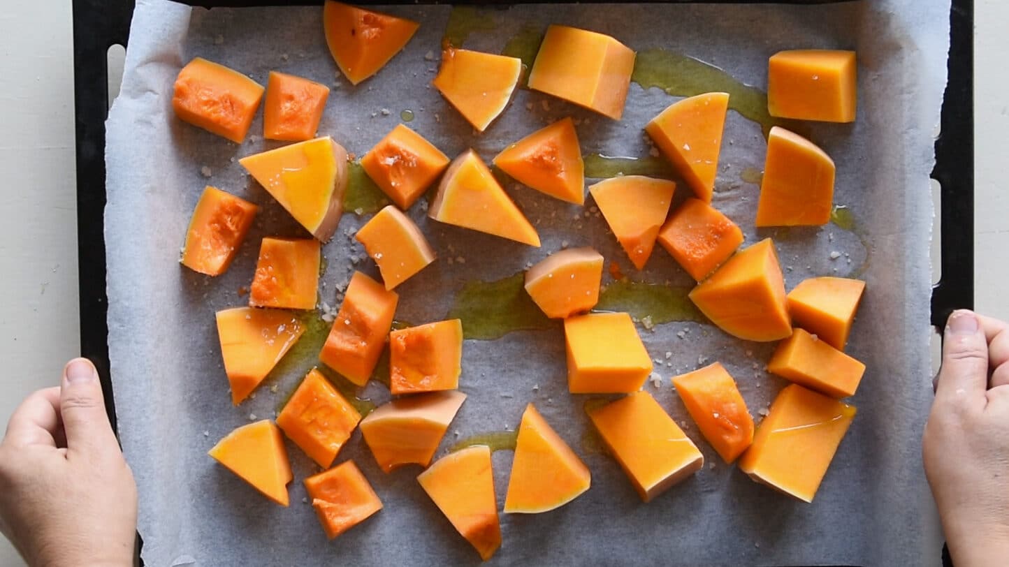 pumpkin cut into cubes
