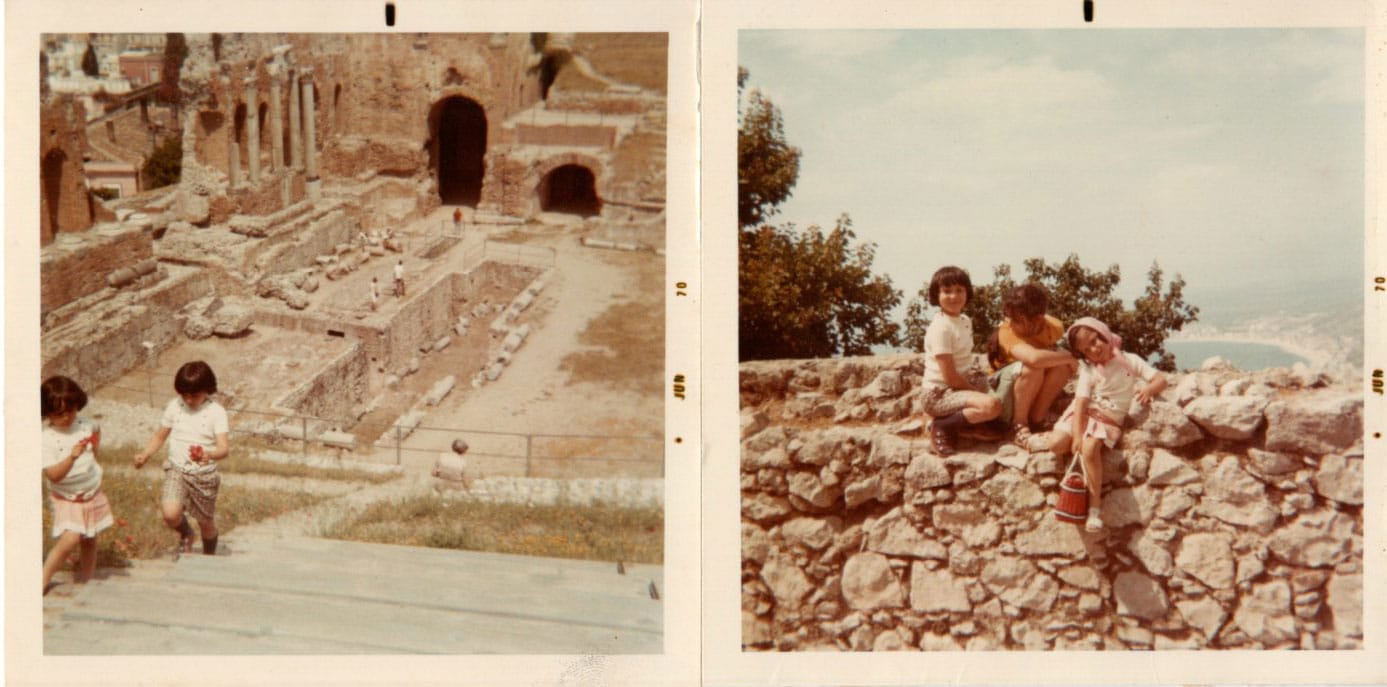 Laura Giunta Tobin and her sister in Taormina Sicily 1970