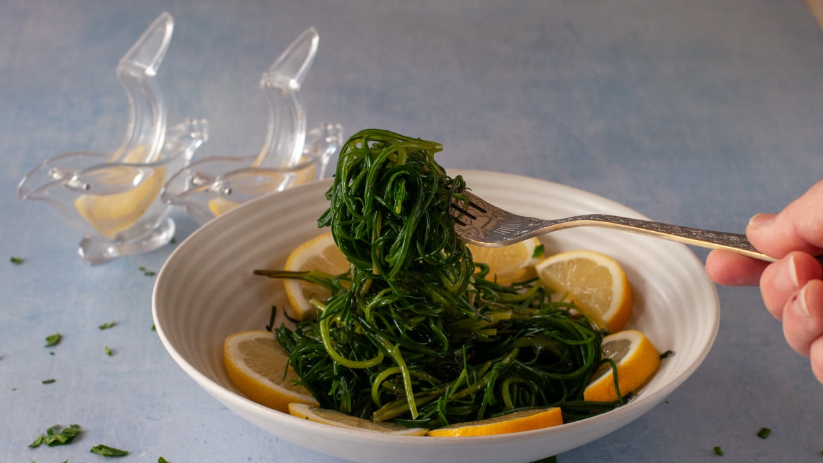 agretti served on a plate
