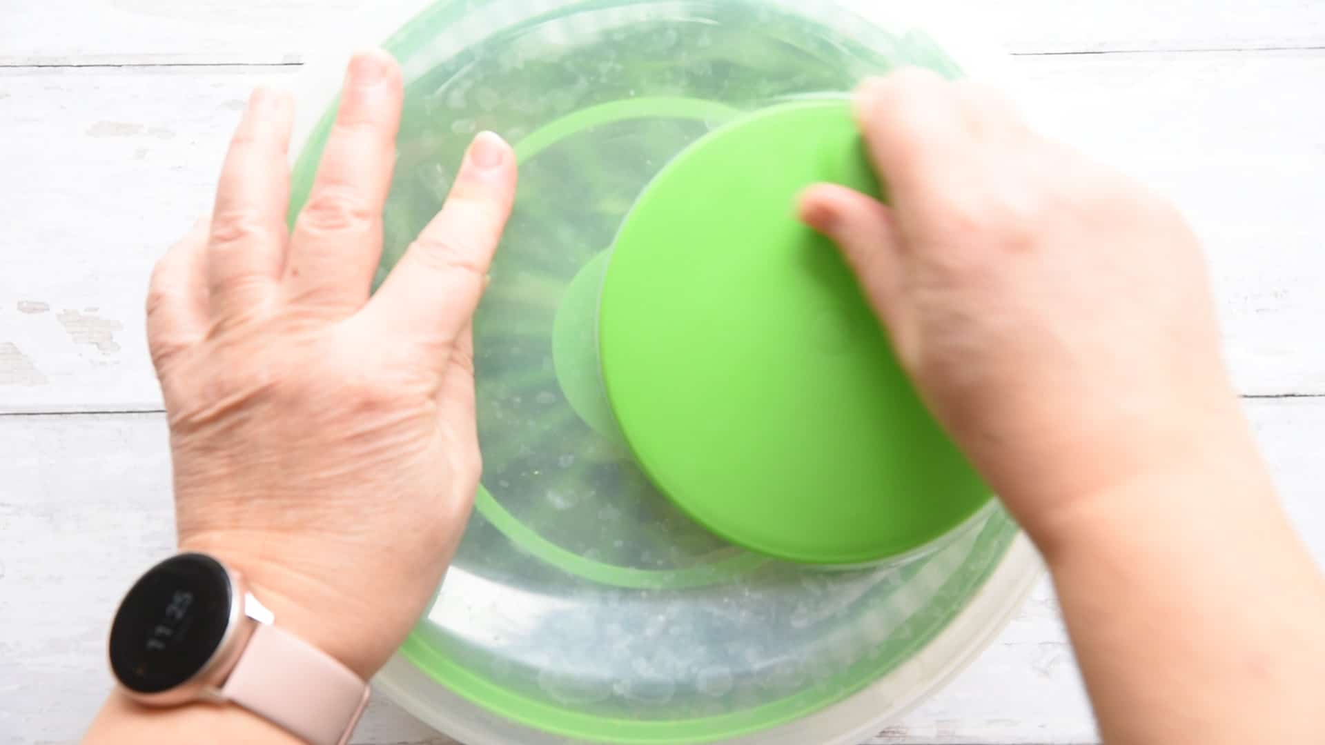 Rinse and dry the basil with a vegetable spinner