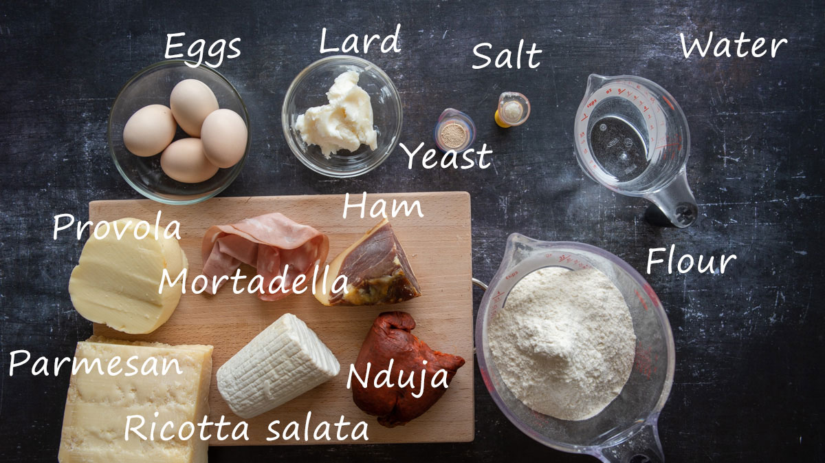 Casatiello ingredients with names