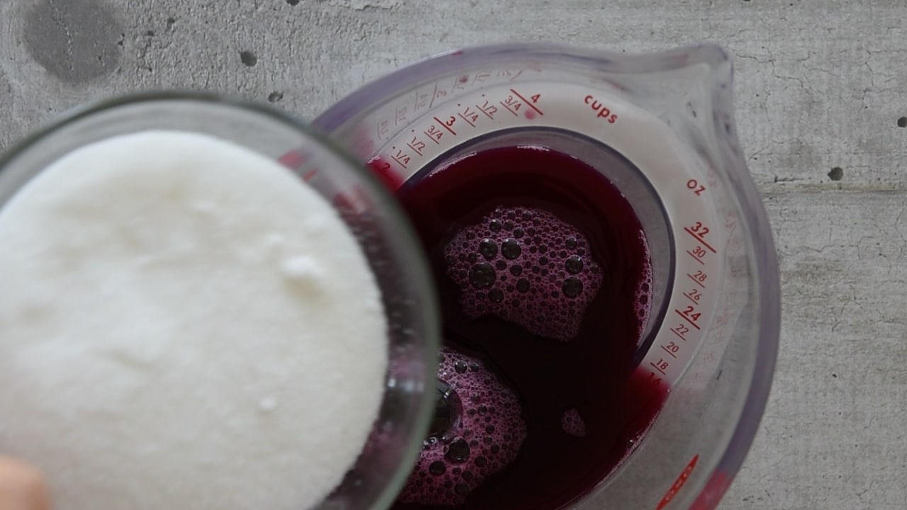 add the sugar to the grape juice