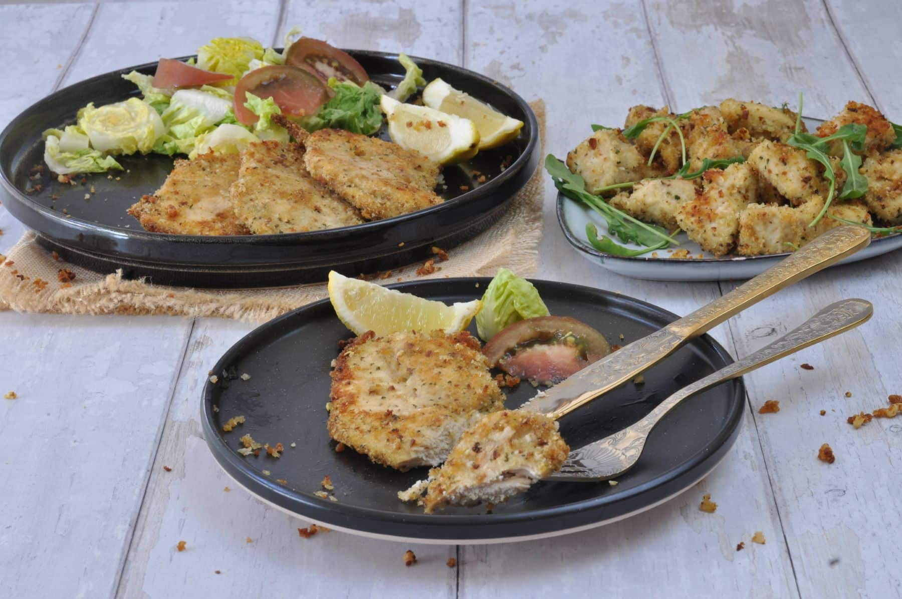 Serving backed chicken cutlets