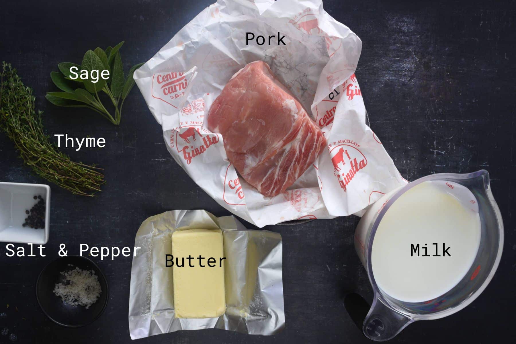 Pork in milk ingredients