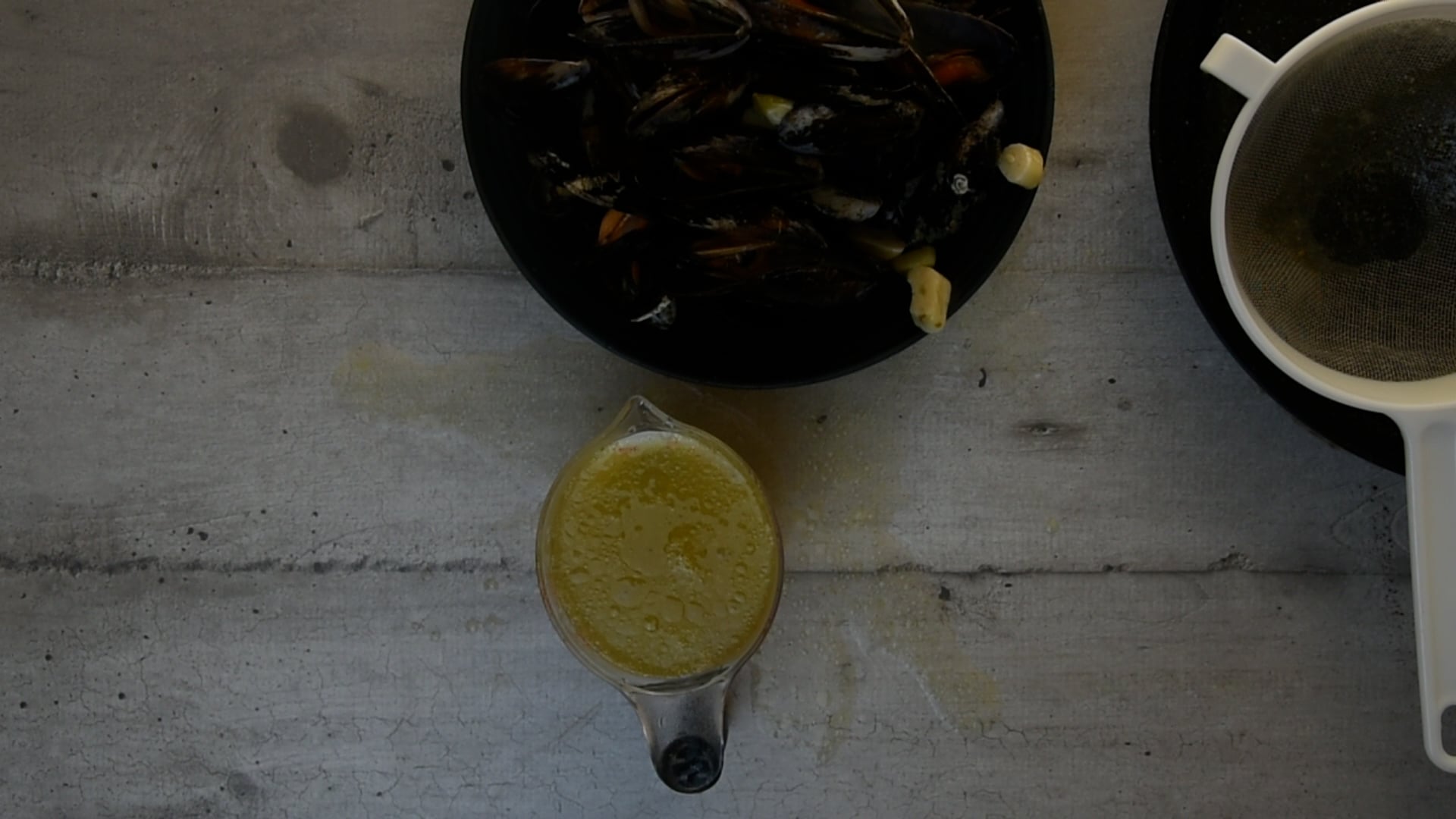 Filter the water and remove from the shells