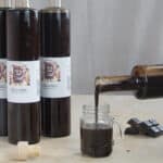 Chocolate liqueur served in fancy labeled bottles