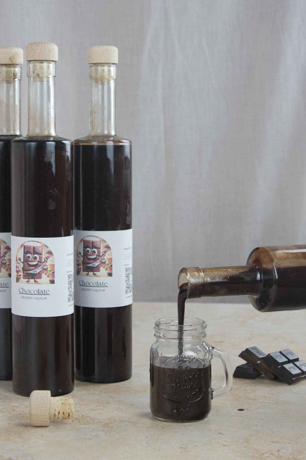 liqueur in bottles with lables