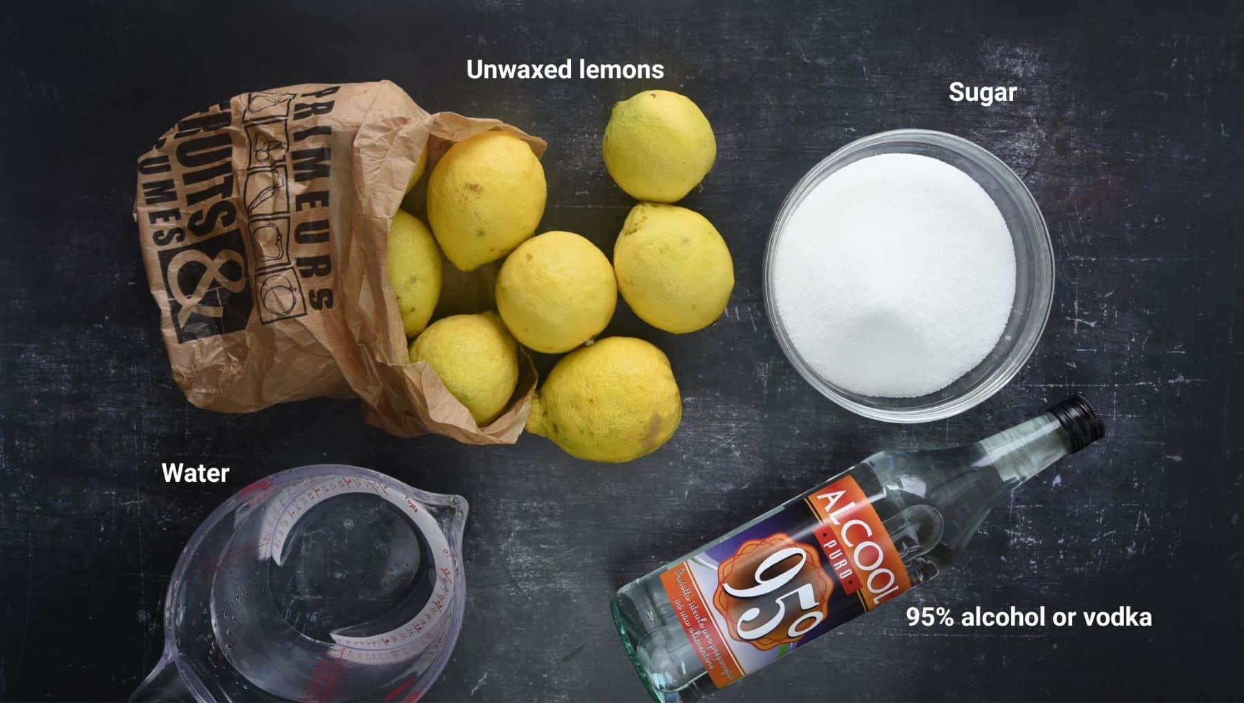 ingredients to make the limoncello