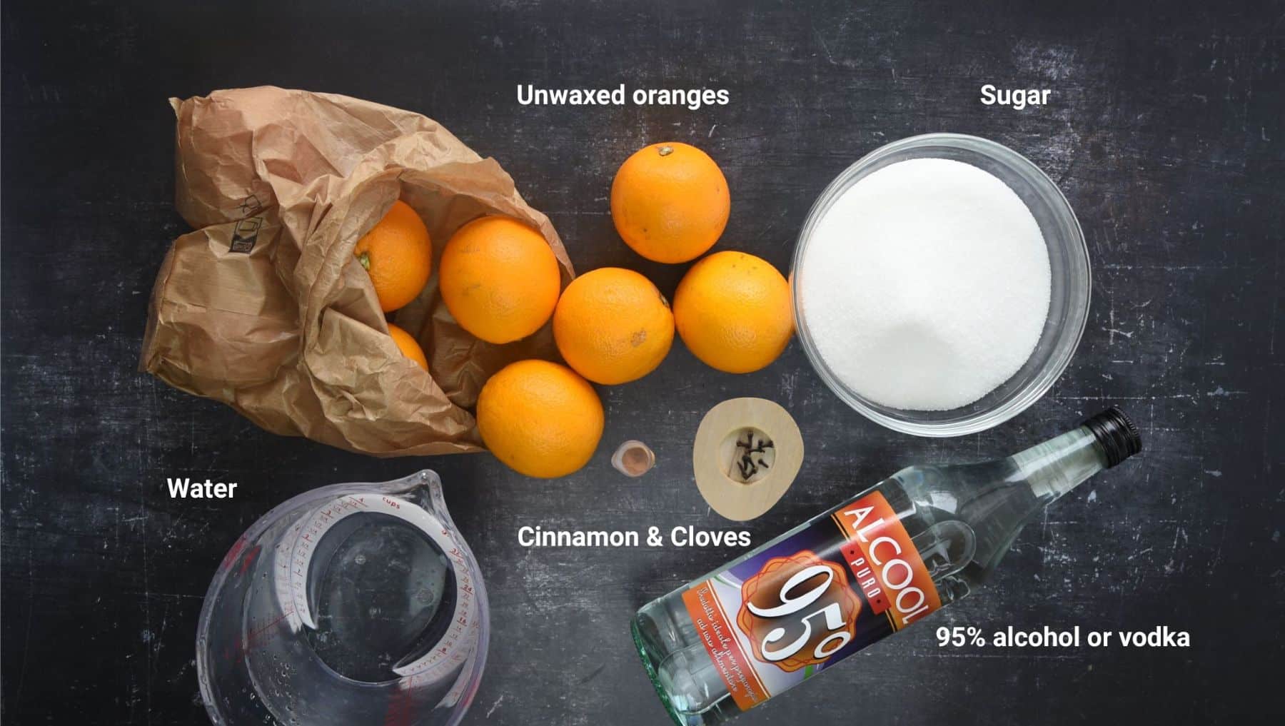 ingredients to make orange liqueur