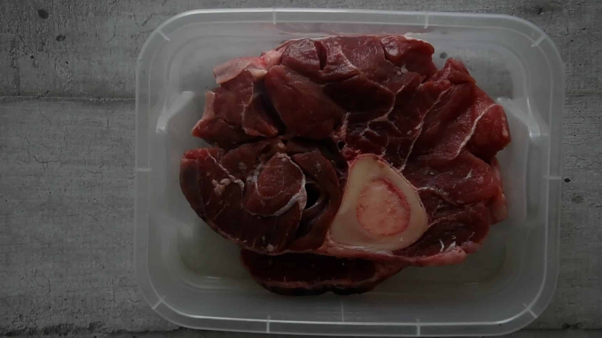 Beef snack with bone marrow and side trimmed