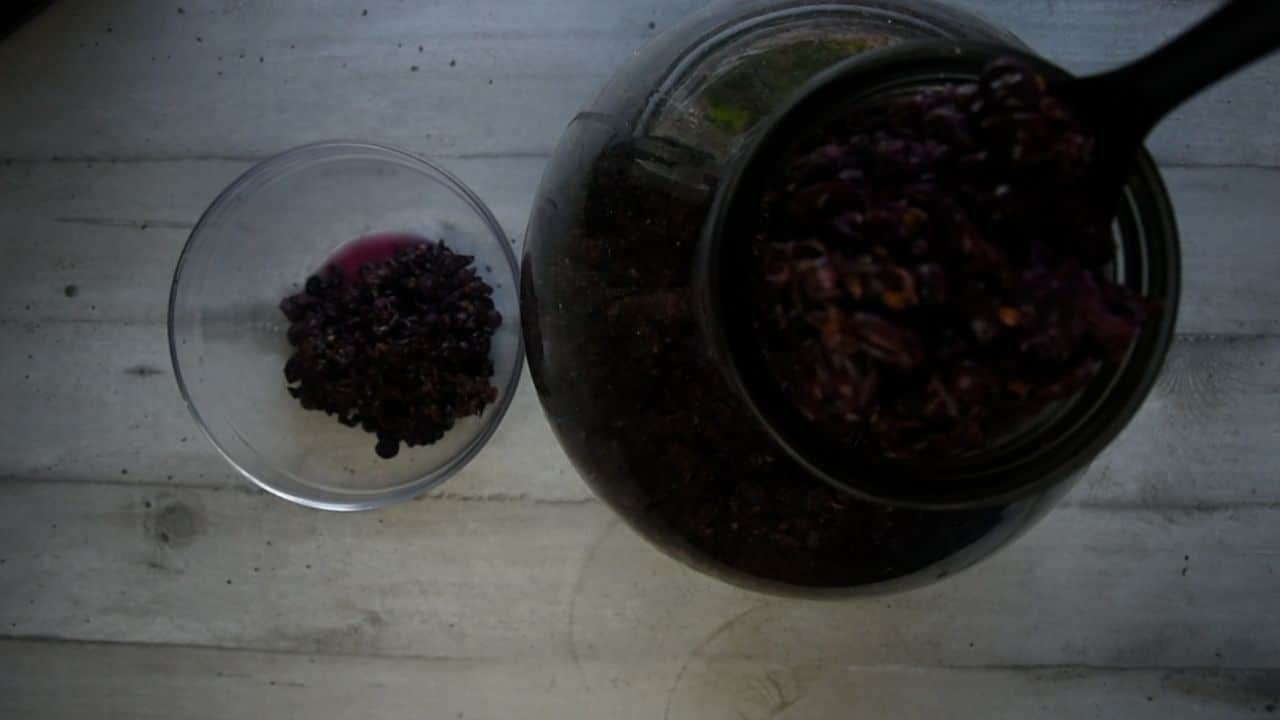 Removing the sking from the fragolino wine