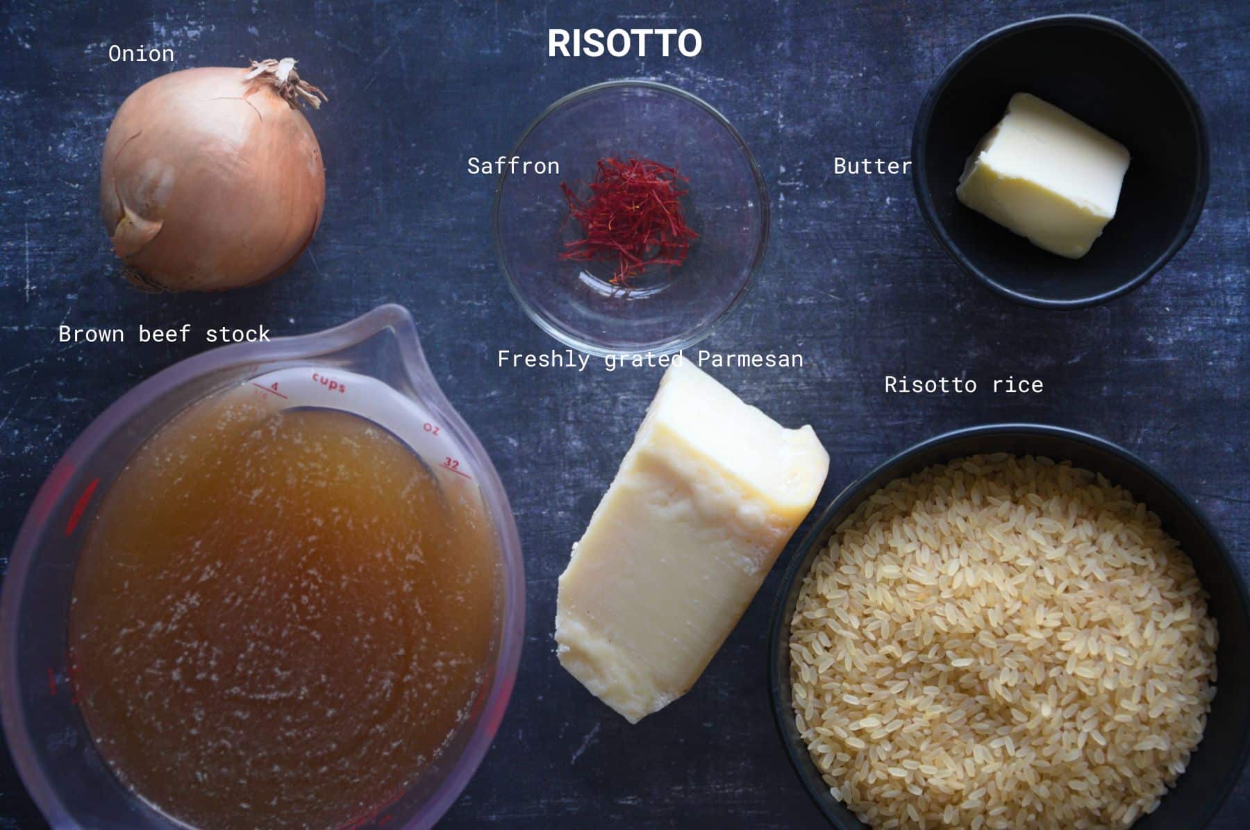 Ingredients for the risotto alla Milanese