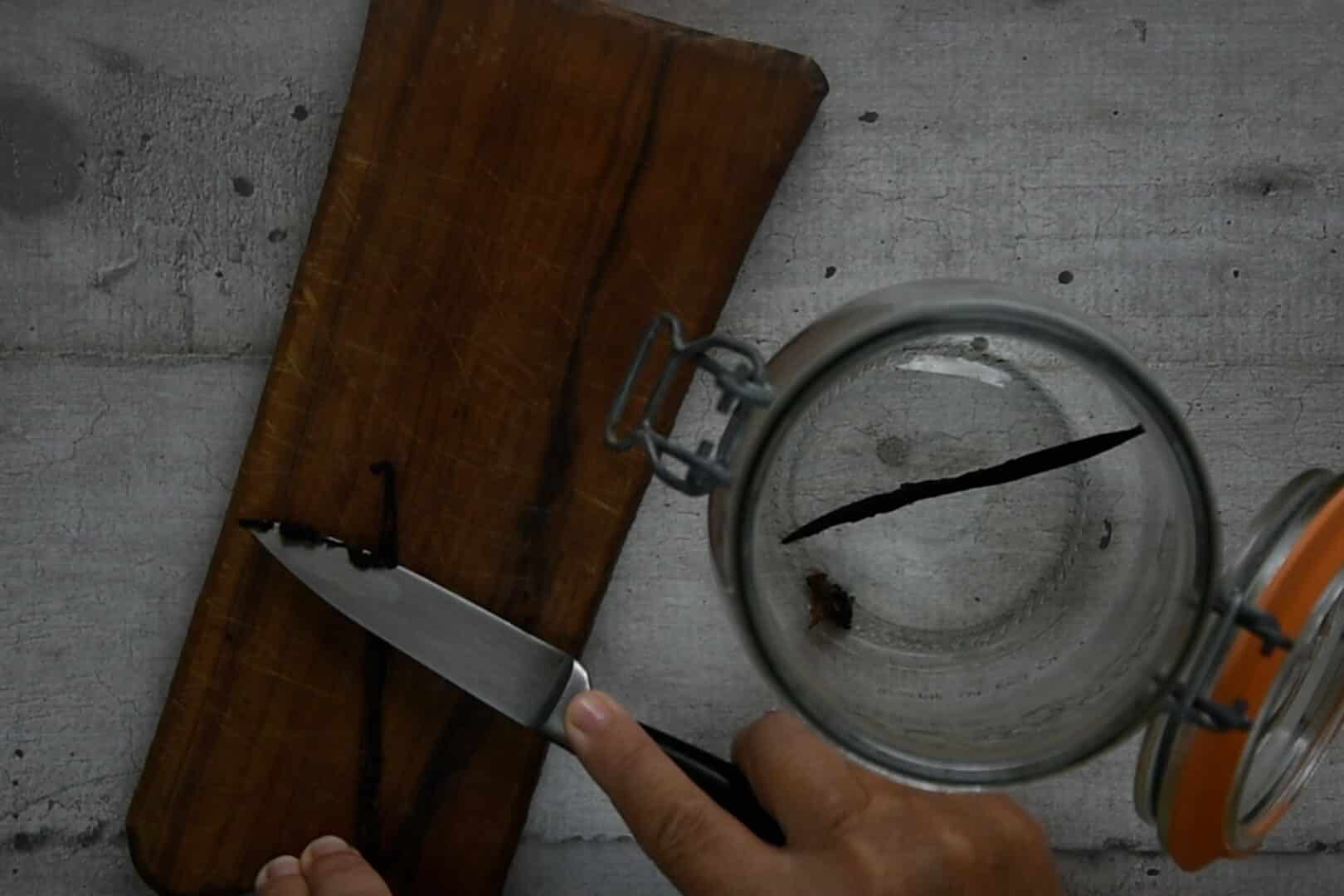 Scrape the vanilla pods